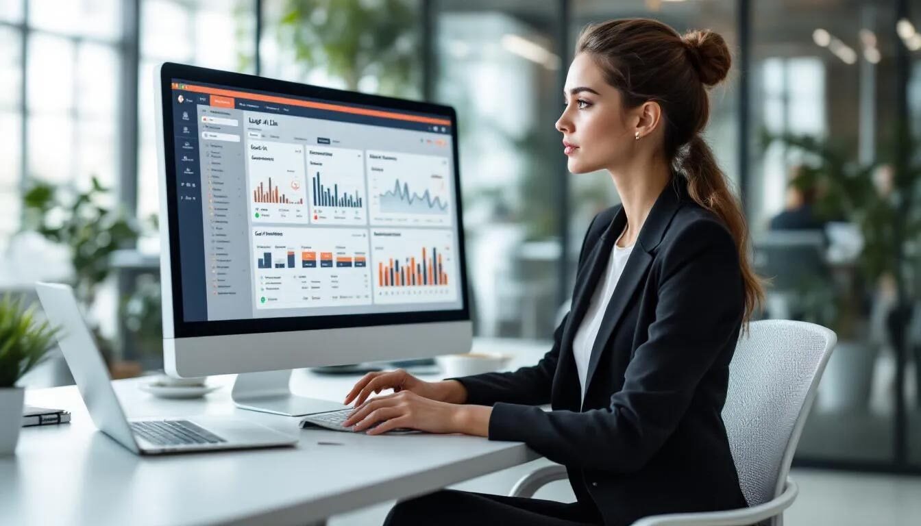 The image depicts a legal professional, surrounded by stacks of legal documents and a computer displaying AI tools, as they navigate challenges in legal research and document management.